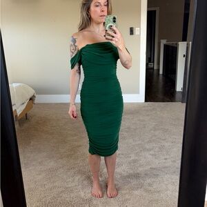 Elegant Green Off-Shoulder Dress